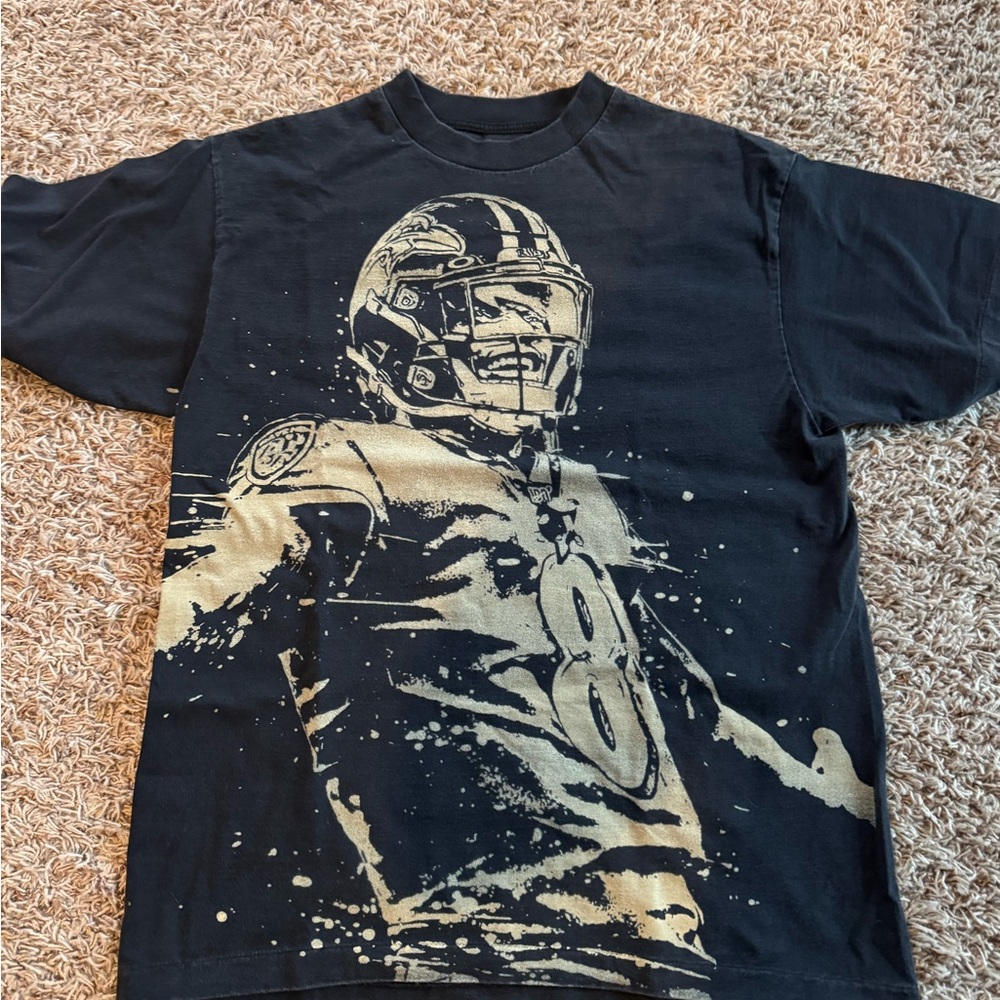 Lamar Jackson Shirt: Handmade Bleached T-Shirt Faded Black Cotton Tee